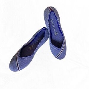 Rothy’s The Flat Round Toe Rare Blue With Reflective Stripe Size 8.5